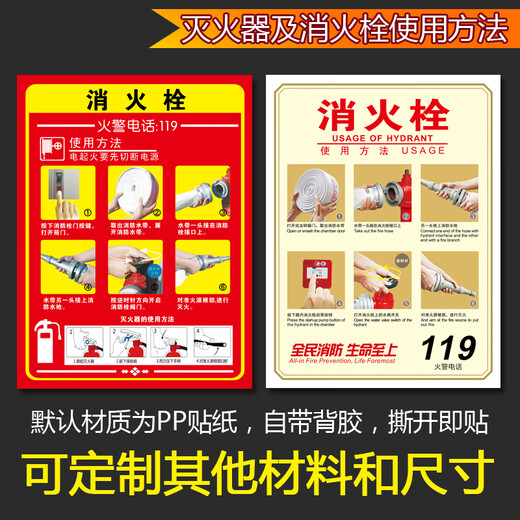 BELIK fire extinguisher usage instructions 5 sheets 30*15CM self-adhesive stickers operation demonstration signs warm reminder stickers fire safety inspection signs custom-made XF-6