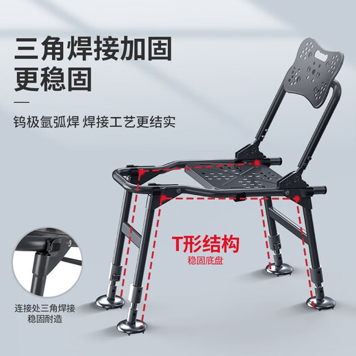 Fischereiquelle Angelstuhl Fischerei Stuhl All-Terrain-Sitzklumpen tragbarer Hocker Multifunktionaler Tisch Fischereistuhl Fischerei Tackle Fischerhocker Schwarz [Schnellmessung Zubehör] Standardpaket