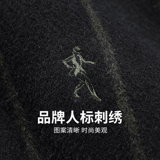 与狼共舞【羽绒内胆】羊毛呢翻领夹克男2024秋冬新款条纹保暖外套男士1054 黑色001 2XL (185)