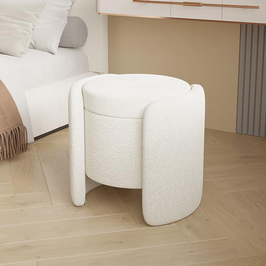 Yete makeup stool for bedroom girls with storage and multifunctional makeup chair internet celebrity simple modern sherpa dressing table stool cream white