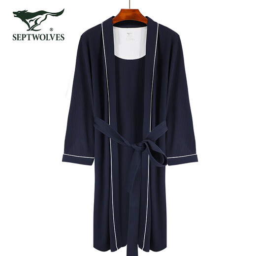 Septwolves pajamas men's pure cotton men's home clothes cotton long bathrobe men's bathrobe pajamas