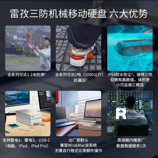 LaCie Mobile Hard Drive Type-C/USB3.2 Rugged USB3.2-C Set Version 2TB