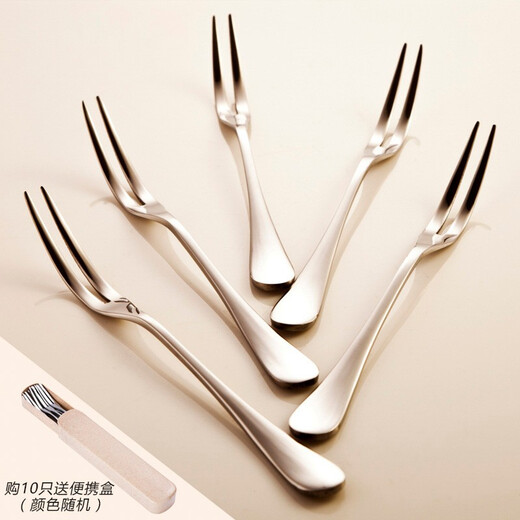 Onlycook stainless steel fruit fork 304 stainless steel Korean creative cake fork mooncake fork dessert fruit pick set stainless steel fruit fork five-piece set (free portable box for purchases of 10 pieces, random color) five pieces