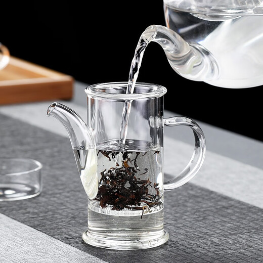 Magnolia incense thickened glass tea set black tea green tea tea set home office Kung Fu tea set small size 250ML white single pot 250ML
