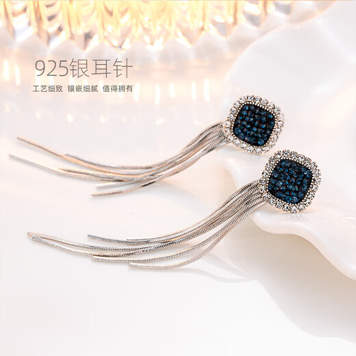 Qlady tassel silver earrings women's fashion long style 925 silver needle light luxury earrings birthday gift for girlfriend