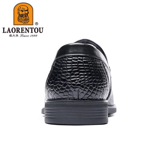 Alter Mann des Mannes (Laorentou) Lederschuhe Herrenzehenschicht Cowide Britisch gedruckte Business Formale Schuhe Fahren Hochzeitsschuhe Arbeit Lederschuhe Boss La13118 Black 43