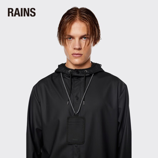 Rains Card Badge三卡槽带挂绳时尚经典卡夹挂脖工作证夹工作牌/16780 黑色 均码
