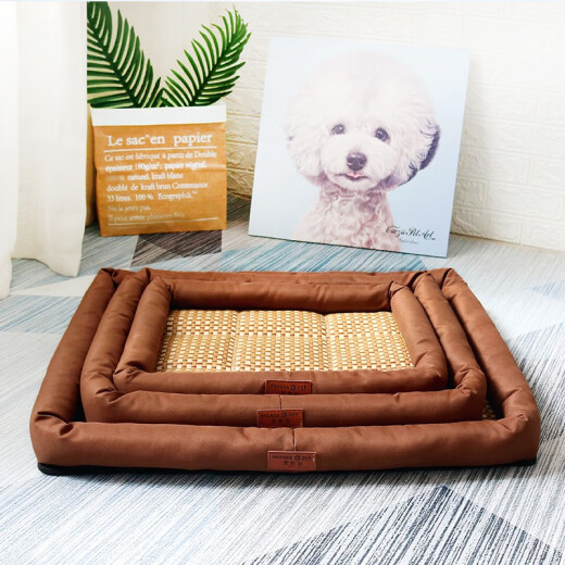 Hanhan Pet Dog House Cat House Summer Pet Dog House Mat Mat Golden Retriever VIP Teddy Medium Dog Bed Dog Mat Mat Style Brown XL Size 76*61*7cm