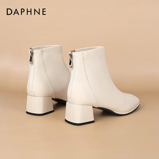Daphne Martin Boots Herbst und Winter Single Stiefel Französisch modische Kurzstiefel Frauen Weiß plus Samt Stiefel Frauen ungenau