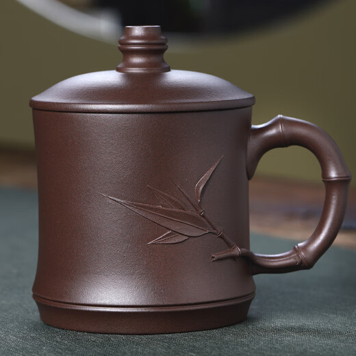 Junlixuan Zisha Cup Yixing Fully Handmade Original Mineral Purple Clay Tea Set Zisha Cup Tea Cup Strong Bamboo Cup 500ml