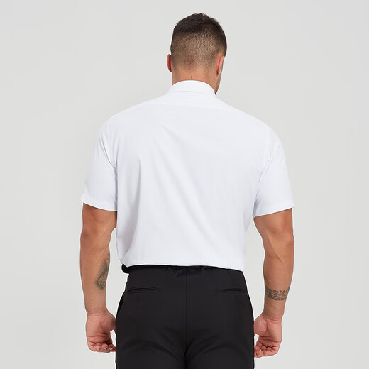 Camisa de manga corta de Dibinze Color sólido para hombres de manga corta más grasa más grasa más grande Forma Formal Conjunto de trabajo Camiseta de trabajo Blanco