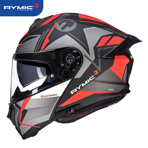 RYMIC Motorcycle Helmet Revealed Helmet 3C Certified Professional Motorcycle Helmet Four Seasons Men's and Women's Running Helmet 935 Red Gray 3XL