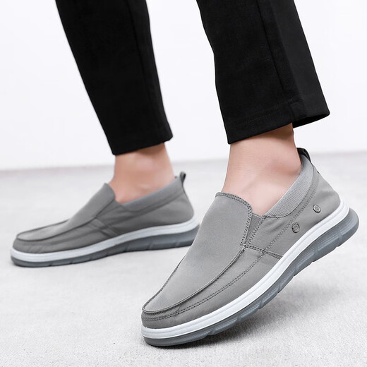 Qianpai old Beijing cloth shoes men's spring and autumn casual men's shoes middle-aged and elderly dad's shoes one foot with soft sole lightweight driving men's single shoes gray 3373 40