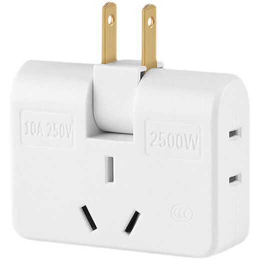 SANCABLECORD Home Folding Two-Pin USB Converter 180 Degree Rotate 2 Plug Multi-Function Expansion Plug Socket 10A Three-hole Model + 2 USB [White]