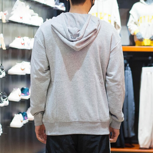 阿迪达斯 （adidas）卫衣男装春运动服针织连帽上衣套头衫 IC9759灰色/纯色 L