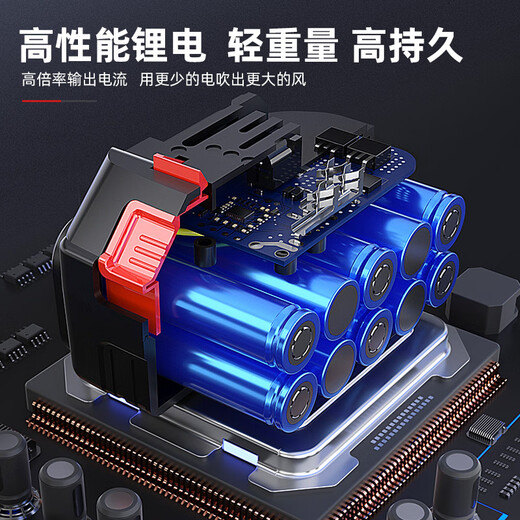 鼓风机大功率工业吹风机锂电充电式电动暴风枪吹雪吹灰机电动农具 CT-红3888TV1电1充-6档极速