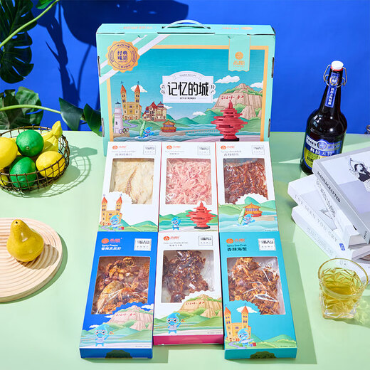 尚趣寻味青岛六鲜礼品盒688g干货海鲜大礼包零食青岛特产送朋友伴手礼 寻味青岛六鲜礼盒688g*五箱