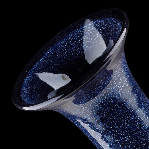 Orgulloso Jingdezhen Cerámica Nuevo jarrón de estilo chino Decoración de oficina Sala de estar Entrada Artesanía Soporte arqueológico Arte Regalo Horno Transformación Ji Blue Glaze Apreciación Jarrón + Base + Certificado