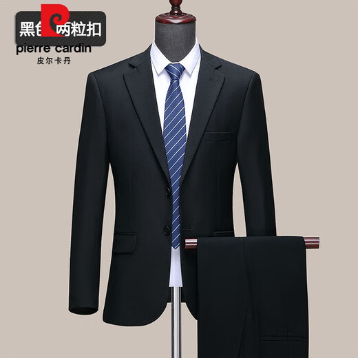皮尔卡丹（pierre cardin）男西服套装商务正装职业西装秋冬两件套爸爸羊毛西装垂感外套 168 宝蓝两粒扣双边开叉 190/104A-56(建议190-210斤)