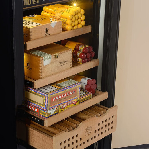 Cigar humidor with constant temperature and humidity, smart compressor, cedar wood box for home use, naked wine and tea cabinet, cigar humidifier, cool black (3 boxes, 1 naked box)