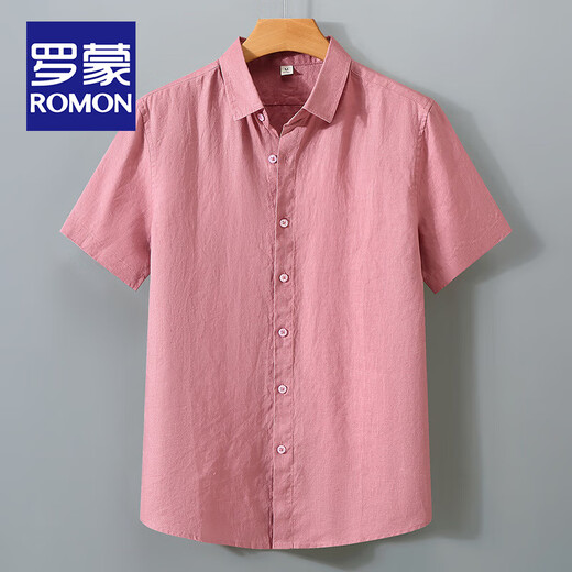 Romon Light Luxury Pure Linen Camisa de manga corta de manga corta Summer delgada Lino transpirable Lapa de hombres suelto de algodón de algodón de algodón a media manga