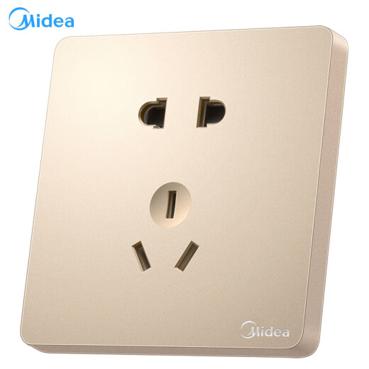 Midea switch socket panel two-three-pole five-hole socket type 86 bedside wall electrician concealed panel gold E01