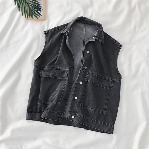 Sleeveless vest workwear denim vest girlfriend ins student punk loose bf style internet celebrity horse clip jacket trend SN0703 9901# blue [collect priority shipment] M Recommended 100-115Jin [Jin equals 0.5 kg]