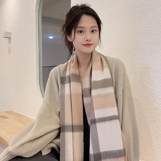 
MITHAOL KUSC100% Australian wool scarf for women 2025 autumn and winter new scarf birthday Valentine's Day gift for girlfriend and wife Camel gauze [high-end gift box] All size