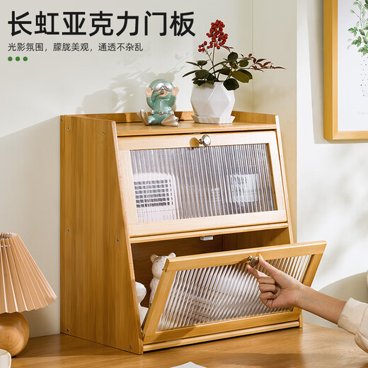 Trojan storage cabinet desktop locker home snack multi-layer locker dust-proof toy storage cabinet corner cabinet low cabinet Changhong transparent door original color - three layers 40 long