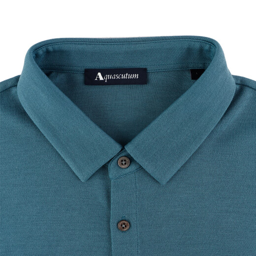 Aquascutum yagur Seite neuer Winter -Herren -Baumwolle Mischung Langarm Shirt Q4865EI021 Duck Green 47 L