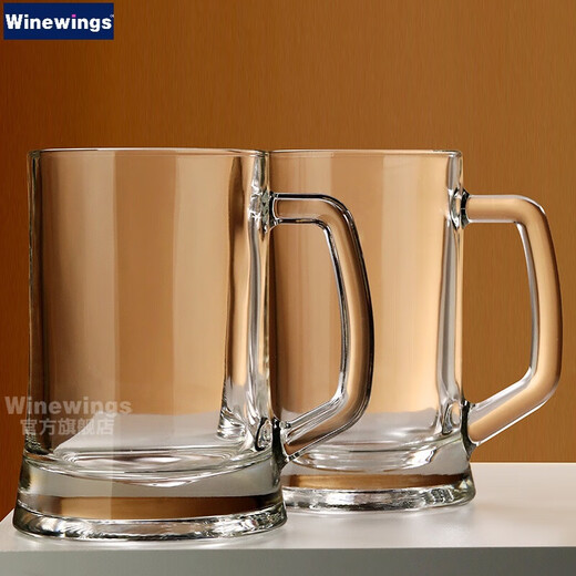 WINEWINGS extra large craft beer cup home draft beer cup pint cup with handle crystal glass cup large capacity tea cup water cup 660ML thickened handle cup