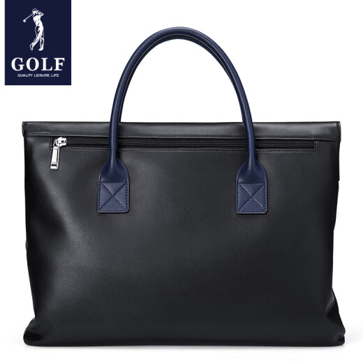 GOLF briefcase business men's handbag first layer cowhide large capacity cowhide bag light casual simple black