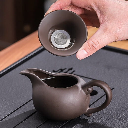 Haofeng 2025 New Purple Clay Kung Fu Tea Set Household Tea Maker Tea Cup Solid Wood Tea Tray as a Souvenir