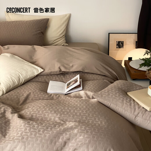 Tone (CECONCERT) bed four-piece set 60 pure cotton 100% light luxury jacquard bedding full quilt cover bed sheet pillow cover
