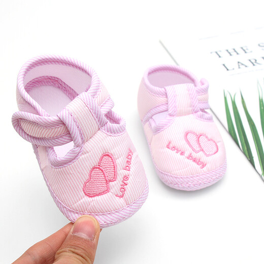拉米奇骐女宝宝学步鞋0-1岁软底防滑不掉春夏季6—12个月婴儿鞋男幼儿布鞋 爱心蓝色 14 码内长12CM