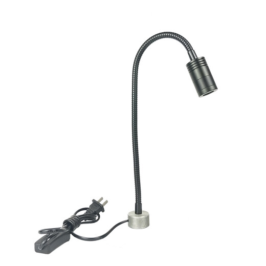 led强磁性吸磁铁座台灯机床车床铁架床工作照明灯弯曲软管聚光灯 7W磁座/杆长500MM-白光 按钮开关