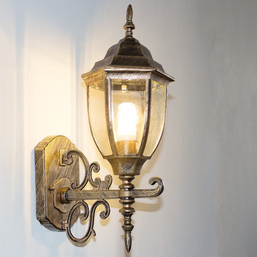 Outdoor wall lamp waterproof European retro balcony garden lamp American aisle staircase outdoor pastoral LED wall lamp black fishing wall lamp