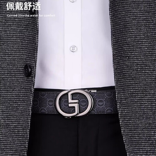 法莱阿玛尼皮带男真皮轻奢商务男士腰带自动扣头层牛皮青年休闲裤带生日礼物 PD844金色-精致原装纸盒 115cm 长短可剪