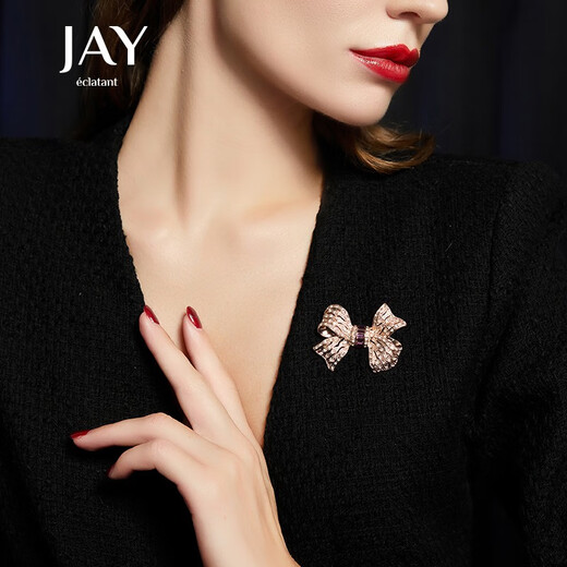 Jay bow brooch, high-end female corsage accessories, birthday gift for elder mother and mother-in-law, rose gold