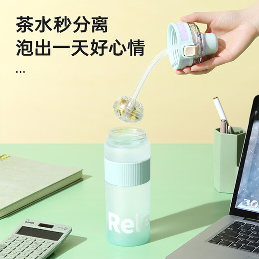RELEA Sports Water Cup Large Capacity Student Water Bottle Tritan Plastic Cup Outdoor Fitness Straw Cup High Temperature Resistant Tea Cup