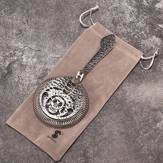 Bar Soul T8012 Skull Ice Filter Stainless Steel Japanese Hammer Line Cutting Process Filter Ice Separator Strainer T8012 Hammer Skull Ice Filter
