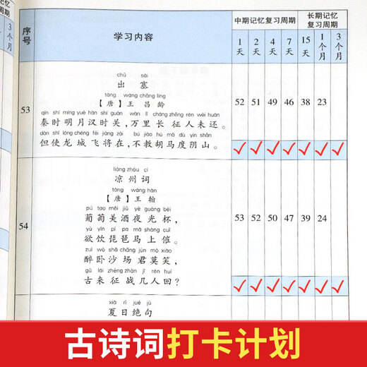 艾宾浩斯小学必背古诗词复习计划表初中古诗文遗忘曲线本1-6年级背诵打卡计划艾宾浩斯记忆法背单词本 【艾宾浩斯】小学生必背单词654打卡计划