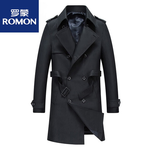罗蒙（ROMON）双排扣风衣男款中长款感秋季英伦风卡其色秋天外套男披风 卡其色 9196 180/XL建议135-150斤
