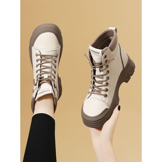 Belle-Ta Series Brand Travel Travel Travel Leathere Leather High Top Shoes для женской осени и зима удобная мягкая подошва Martin Boots без скольжения.