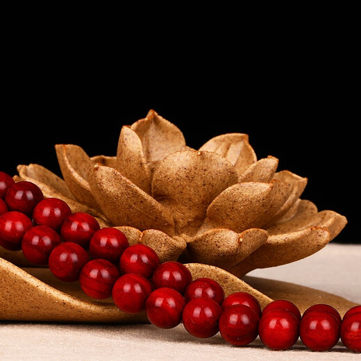 Xianyin small-leaf red sandalwood sunken Buddha beads bracelet natural wood decoration men's bracelet trendy fashion 12mmX17 pieces