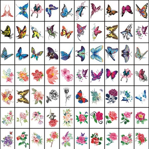 [100 photos] Tattoo stickers for women waterproof and sweat-proof small fresh rose flower butterfly arm calf ankle clavicle simulation tattoo sticker tattoo sun protection gloves forgive color sleeve