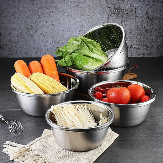 
Meichu (MAXCOOK) 304 stainless steel basin seasoning basin, thickened flavor bucket, vegetable basin, salad basin and noodles, marinated meat basin, induction cooker available 30cm (MCWA672)