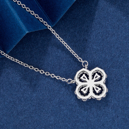 Feiyu pt950 platinum necklace women's v gold new four-leaf clover necklace 8K gold Hai Rui flowers full of diamonds light luxury clavicle chain white