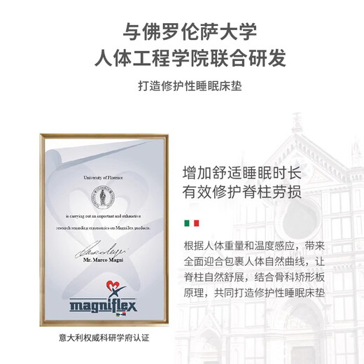 magniflex【门店同款】曼丽菲斯意大利原装零压记忆棉床垫护脊腰助眠MX719 25CM 1500*2000