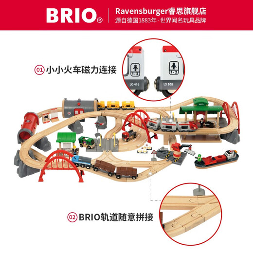 BRIO Basic Luxury Set Suédois qualité train voie de construction jouet bloc de construction modèle cadeau pour enfants 3 ans + 33512-train série train électrique ensemble de luxe